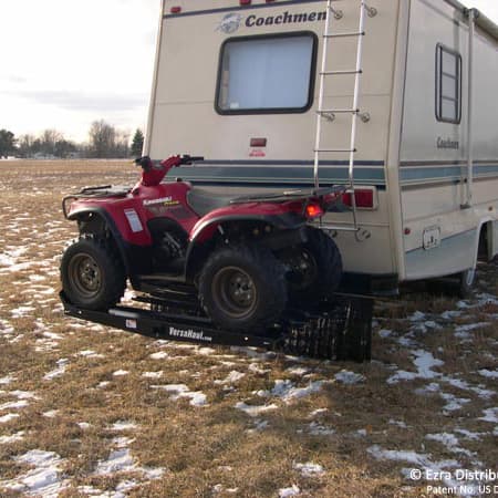 VersaHaul ATV carrier on back of RV loaded with ATV