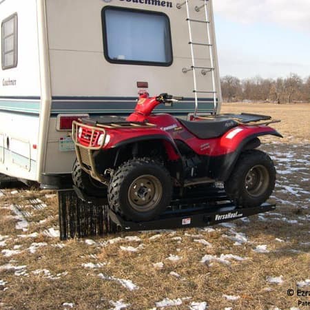 VersaHaul ATV carrier loaded with atv on back of RV