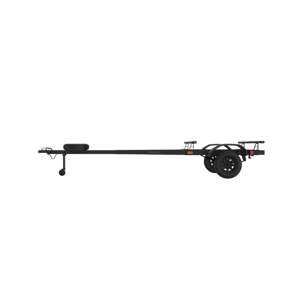 side profile view of yakima lowrider trailer with accessories attached